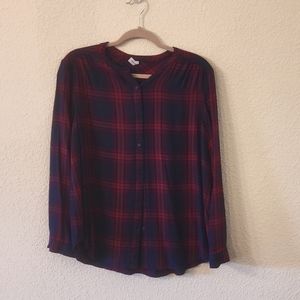 Womens Plaid Button Up Top Sz S